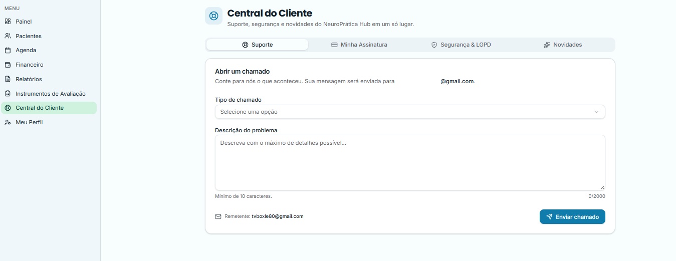 Central do Cliente — Suporte, LGPD, novidades e gestão da sua assinatura.