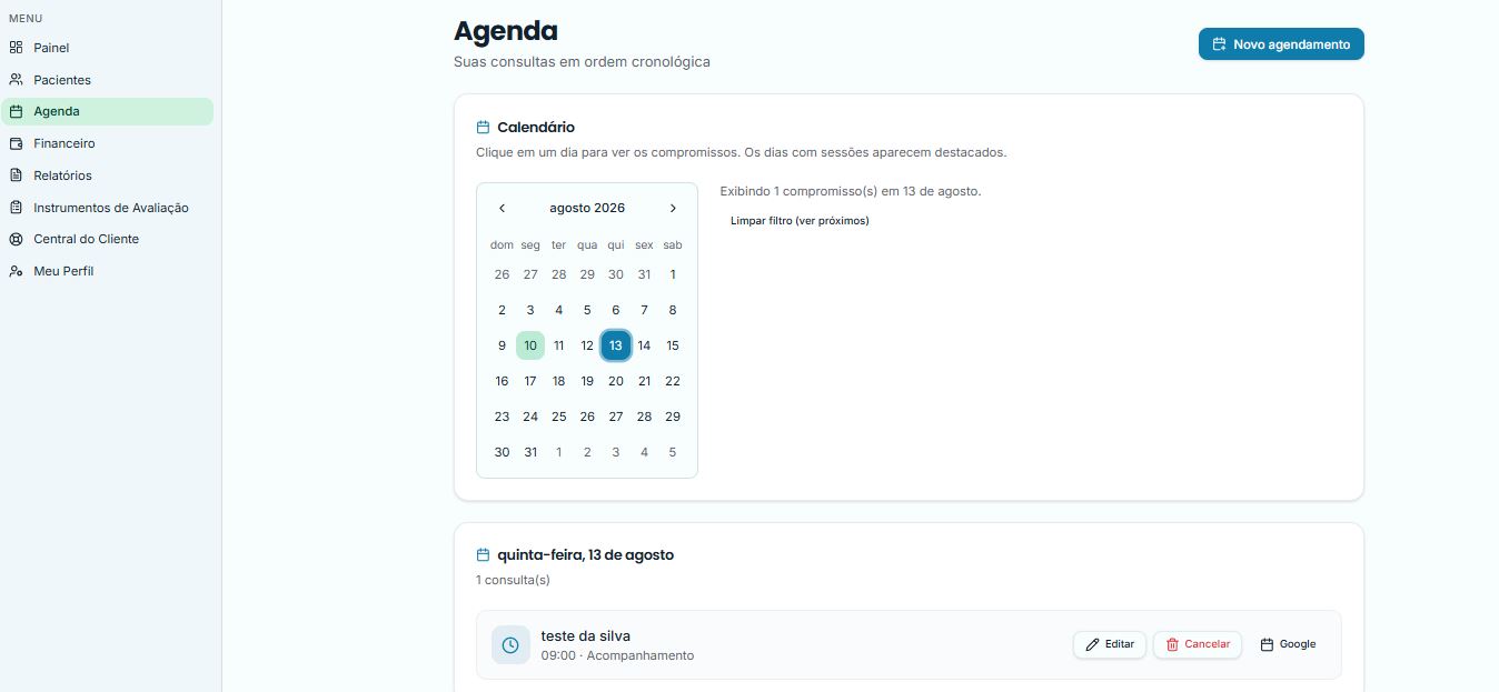Agenda interativa — Calendário com destaque dos dias ocupados, edição e cancelamento em um clique.